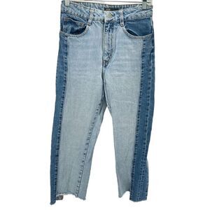 Maje Womens Straight Leg Jeans Denim Mid Rise 5 Pocket Casual Frayed Hem 38